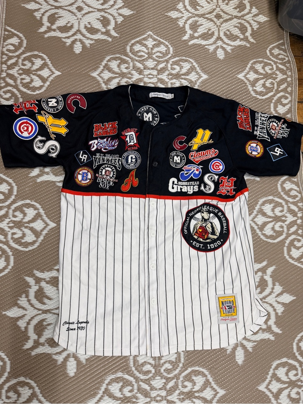 Nostalgia Black & White Pinstripe Patchwork Baseball Jersey